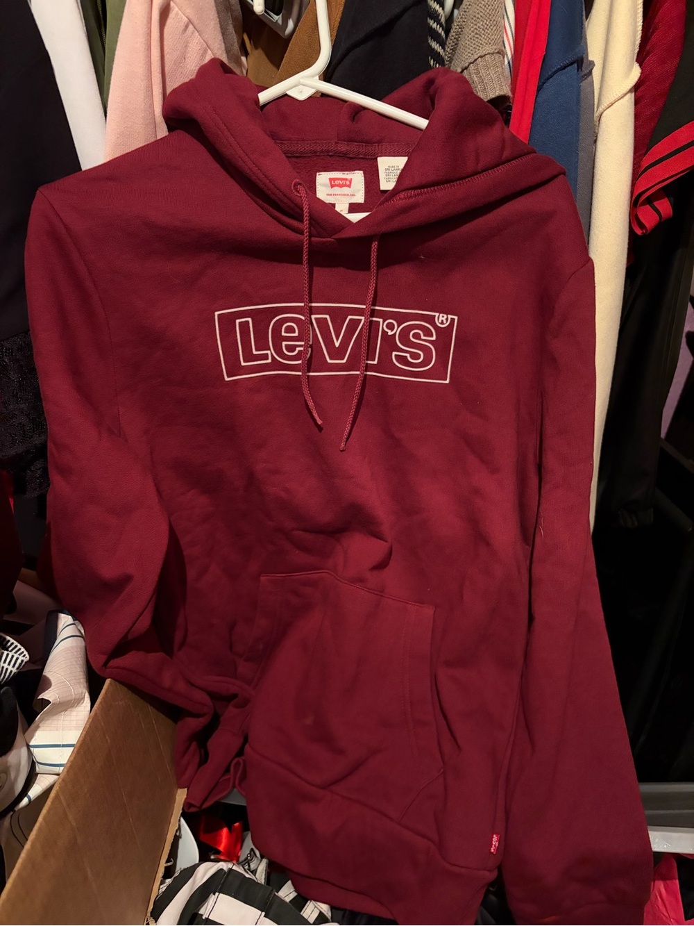 Levi's Men's Burgundy Zip-Up Hoodie with Logo